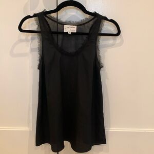 Madison by Madison Marcus black sleeveless tank with fringe detail trim